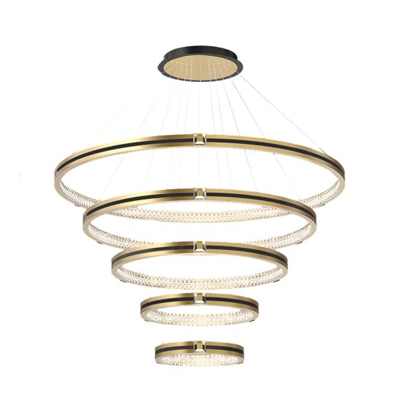 Simple Circles Rings Three Step Dimming Brushed Gold Modern Chandelier - Image 16