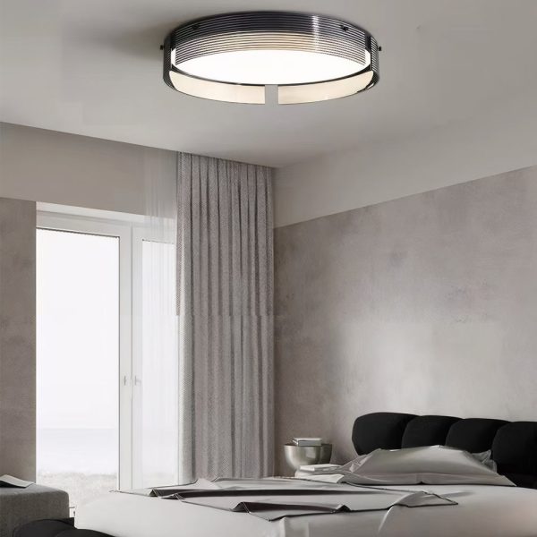 16.5/20.5-in Round Black Stripe Glass LED Flush Mount Light - Image 4