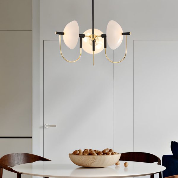 1/3/6 Heads Semicircular Opal Glass Dome Chandelier Aperture Pendant Light Hanging Ceiling Lighting - Image 2
