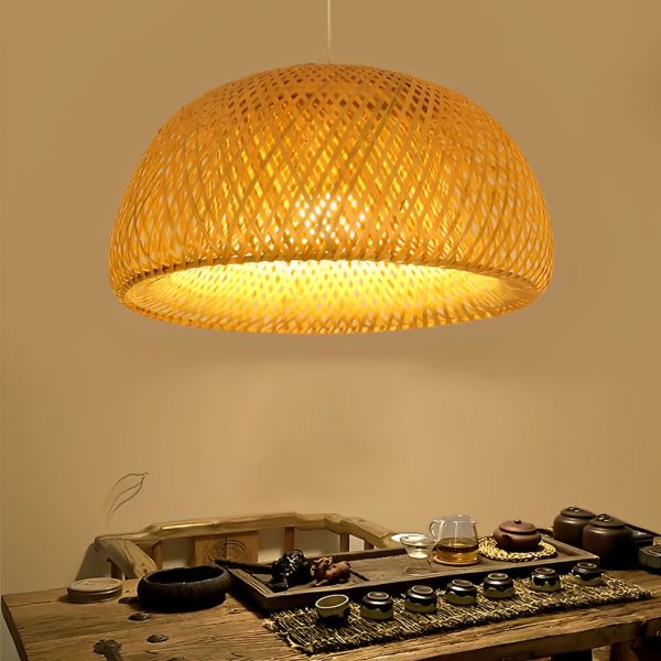 Creative Hand-woven Bamboo Lantern Three Step Dimming LED Chandelier - Image 4