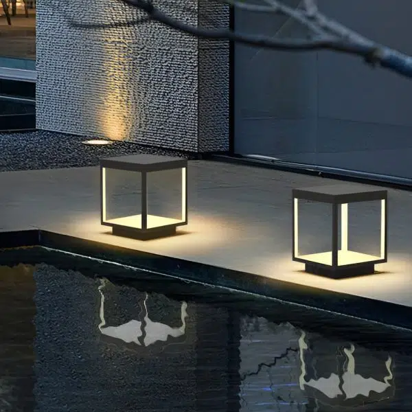 Modern Open Frame Square LED Solar Pier-Mounted Outdoor Post Light - Image 5