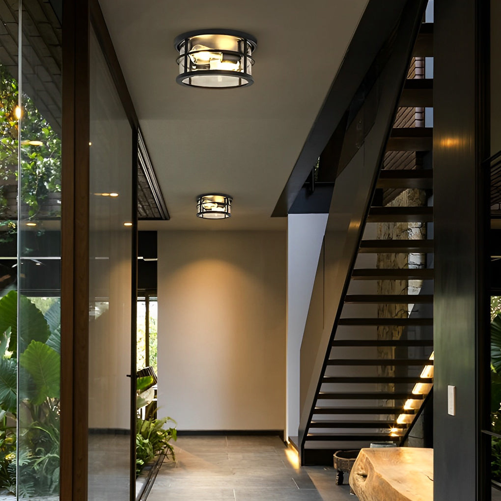 5-dad71af7-5d26-40bc-9427-2b66dc512368.jpg Round Square Waterproof Black Rustic Outdoor Light Ceiling Lighting - Image 1