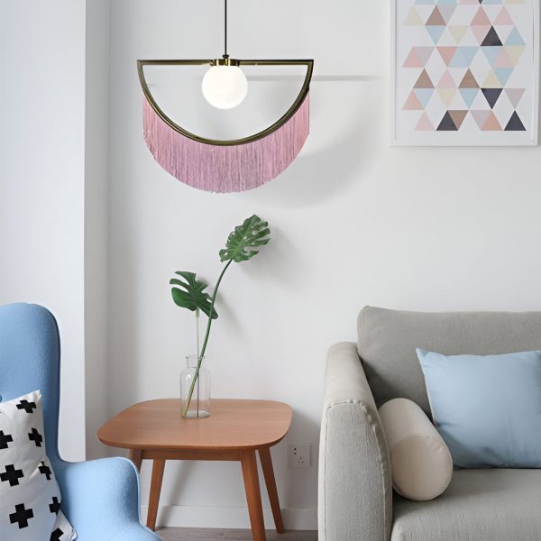 Pink Tassels Creative LED Nordic Chandelier Pendant Light Hanging Lamp - Image 2