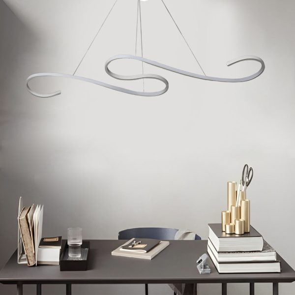 Creative Wavy Lines Stepless Dimming LED White Minimalist Chandeliers - Image 2