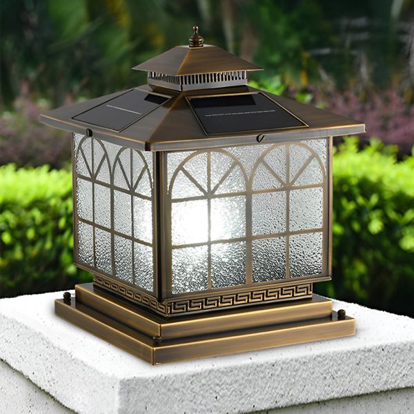 Classical Waterproof LED 3 Step Dimming Bronze Solar Post Caps Lights - Image 4