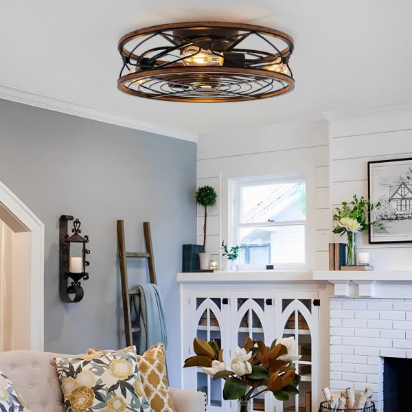 Vintage Metal Timing Mute Industrial Style Bladeless Ceiling Fans Lamp - Image 4