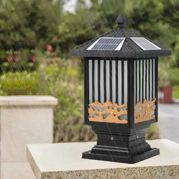 Retro Scenery Waterproof LED Black Vintage Solar Fence Post Lights - Image 3