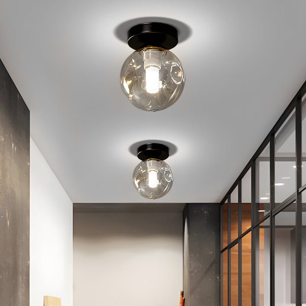 Nordic Corridor Glass Ceiling Light Fixture with Amber/Smoky Shades - Image 3