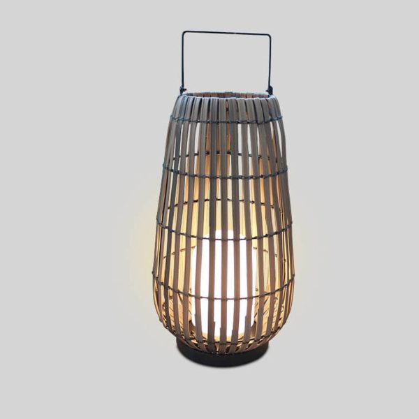 Modern Rattan Weaving Oval Cage Outdoor Patio Waterproof Floor Lamp - Image 8