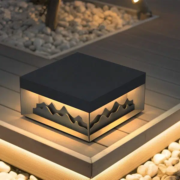 Mountain Scenery LED Waterproof Black Modern Solar Fence Post Lights - Image 2