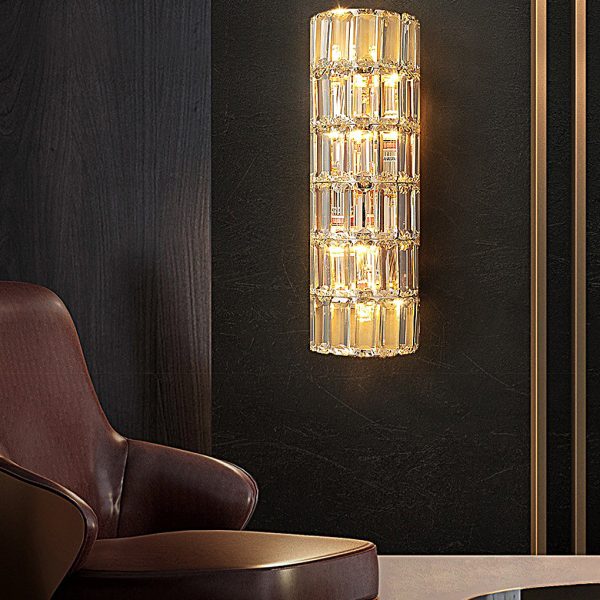 Round Rectangular Luxury Crystal Three Step Dimming Modern Wall Lamp - Image 2