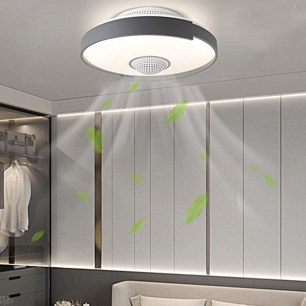 Modern 6-Speed Bladeless Ceiling Fan with Dimmable LED Light  - Round - Image 2