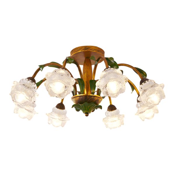 Pastoral Creative Flowers 3 Step Dimming American Style Ceiling Light Fixture - Image 14