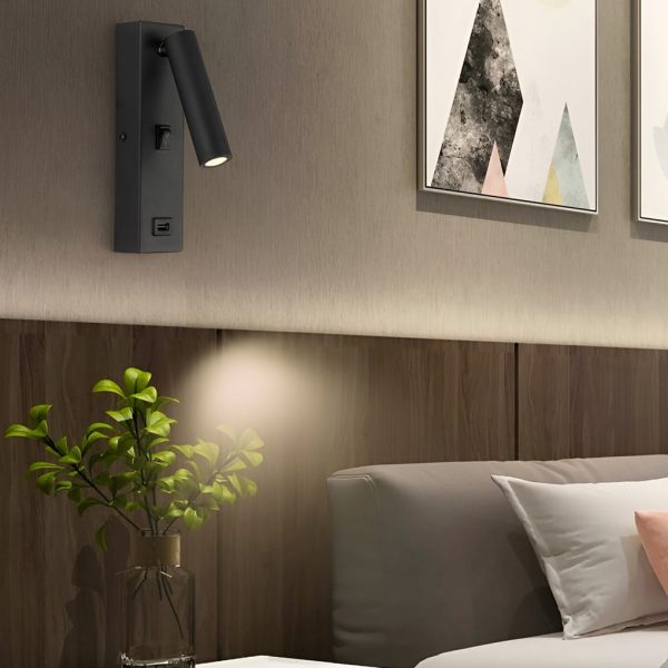 Rectangular Adjustable LED Modern Wall Lamp with Switch USB Charging Port - Image 5