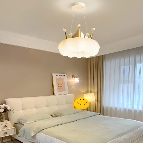 Clouds Crystal Crowns LED Three Step Dimming Ins Modern Chandelier Light - Image 5