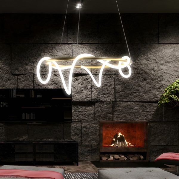 Creative DIY LED Strip Electroplated Metal Modern Chandelier Pendant Light - Image 5