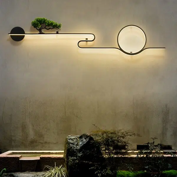 Moon Tree Scenery Waterproof LED Black Retro Outdoor Wall Lights Sconces - Image 3
