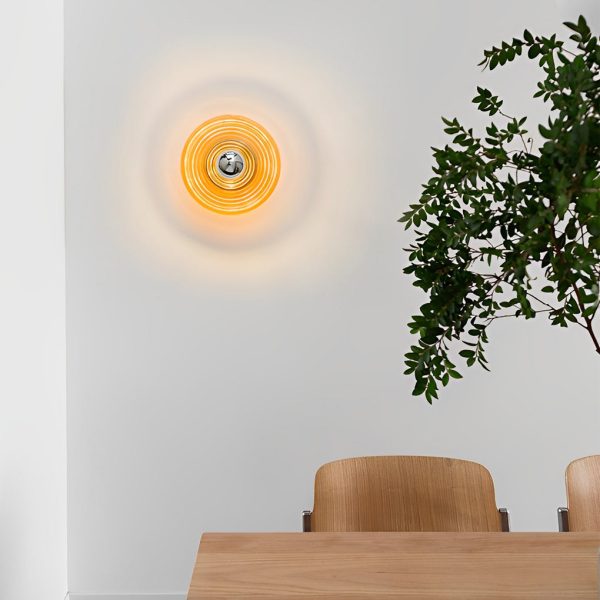 Round Stripes Glass Electroplated Iron Nordic Wall Lamp Ceiling Lights - Image 2