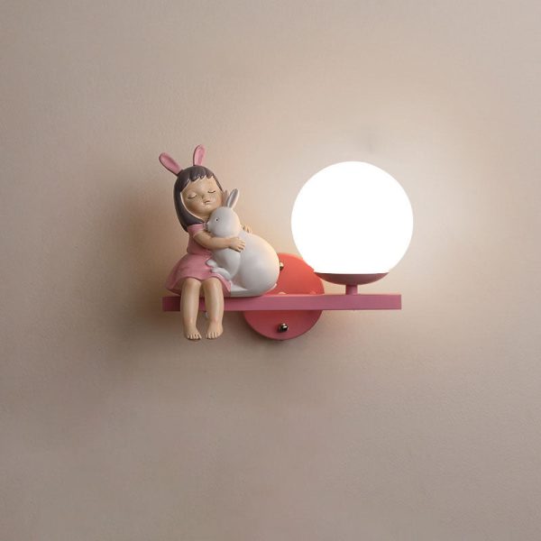 Contemporary Creative Kids Girls Unicorn Orb Resin Iron Glass 1-Light Wall Sconce Lamp For Bedroom - Image 15