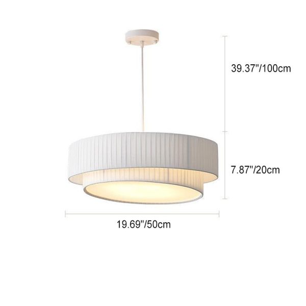 Contemporary Scandinavian Round Iron Acrylic Fabric 4/5 Light Pendant Light For Living Room - Image 15