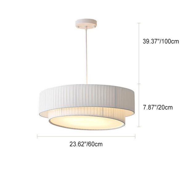 Contemporary Scandinavian Round Iron Acrylic Fabric 4/5 Light Pendant Light For Living Room - Image 16