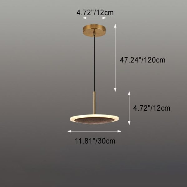Modern Round Brown Walnut Wood 1-Light LED Pendant Light - Image 5