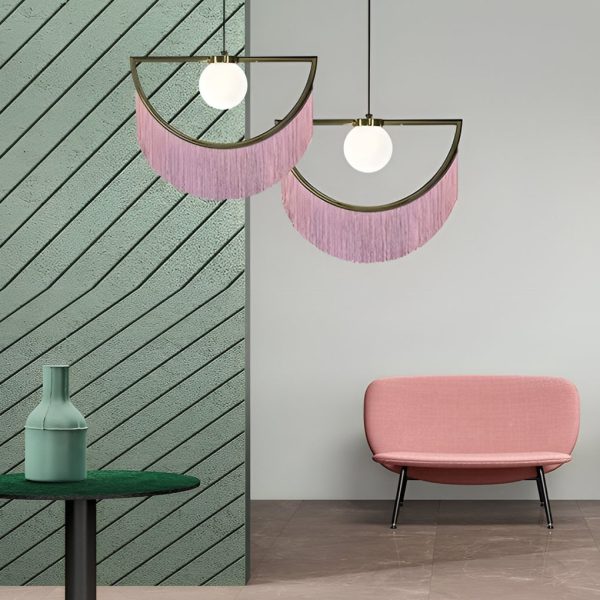 Pink Tassels Creative LED Nordic Chandelier Pendant Light Hanging Lamp - Image 4