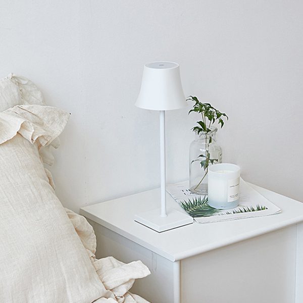 15 Inch Cordless Modern Cool Hue Metal Table Lamp Black/White - Image 5