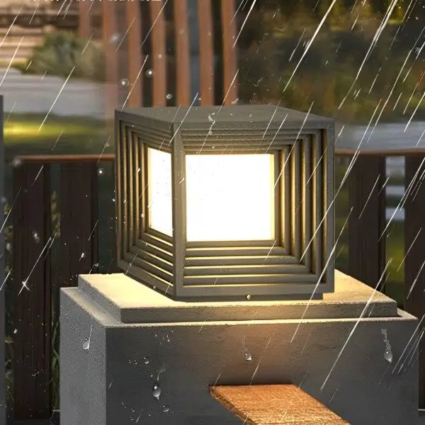 Square Creative Waterproof LED Black Modern Solar Post Caps Lights - Image 3