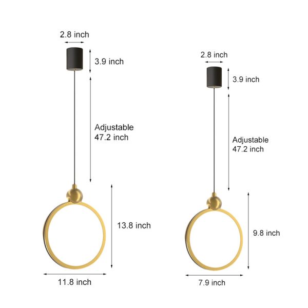 Minimalist Ring 3 Step Dimming LED Aluminum Leather Modern Pendant Lights - Image 5