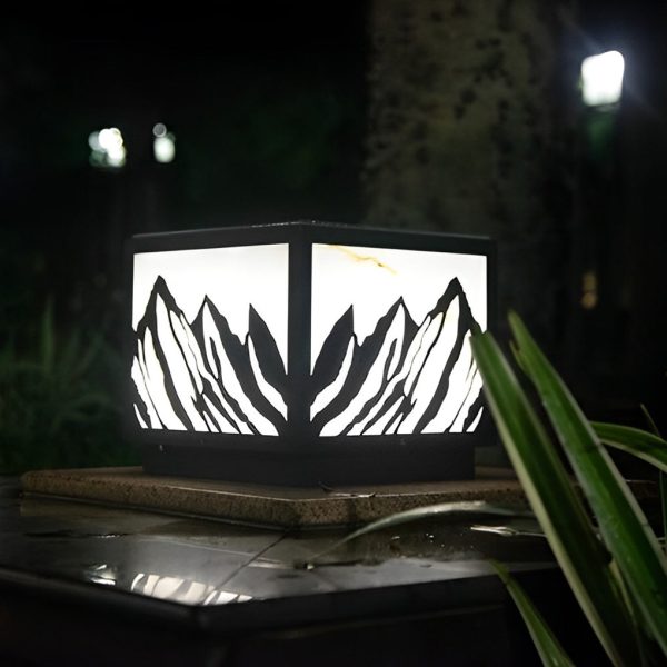 Outdoor Waterproof LED Mountain Scenery Black Solar Fence Post Lights - Image 6