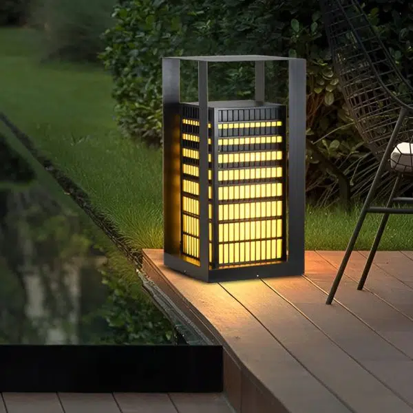 Black Industrial LED Outdoor Pathway Lantern - Building-Inspired Cuboid Design - Image 2
