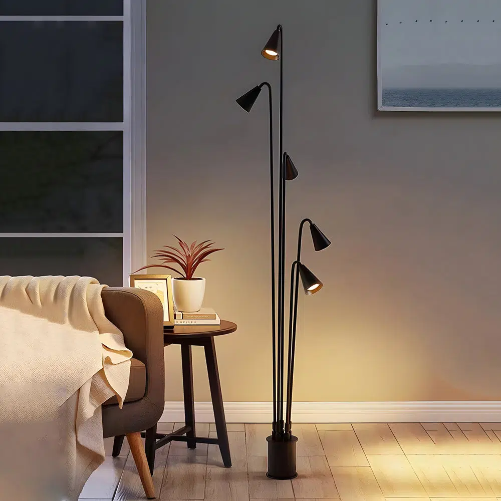 6-08f7474d-fb76-4b85-89fe-fab631f95e67.jpg Classic Industrial Black Multi-Head LED Floor Lamp - Image 1