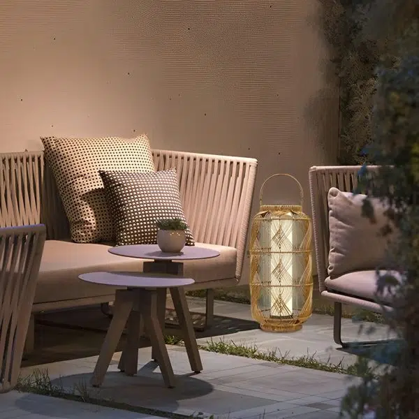 Rattan Waterproof LED Retro European Style Portable Solar Floor Lamp - Image 5