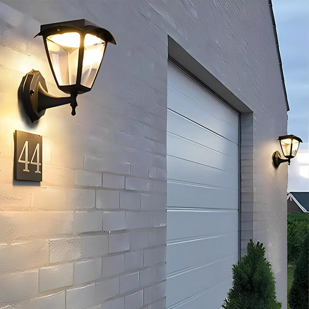 6-0bdf4e79-6ee8-420d-bd16-ac4d90e1e172.jpg 1-Light Black Solar Powered Porch Sconce LED Outdoor Wall Light - Image 4
