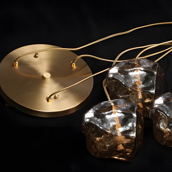 Irregular Lava Texture Glass Shade Copper Simple Post-Modern Chandelier - Image 4