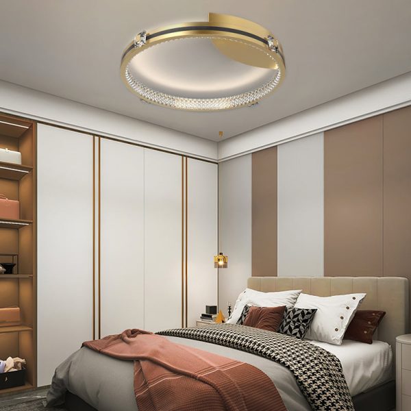 Round Ring Three Step Dimming Crystal Modern Ceiling Lights with Spotlights - Image 4