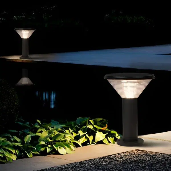 Round Light Control Induction Black Modern Outdoor Solar Pathway Lights - Image 2