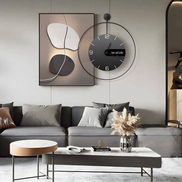 Geometric Silent Wall Clock Canvas Painting Wall Art Decor - Image 5