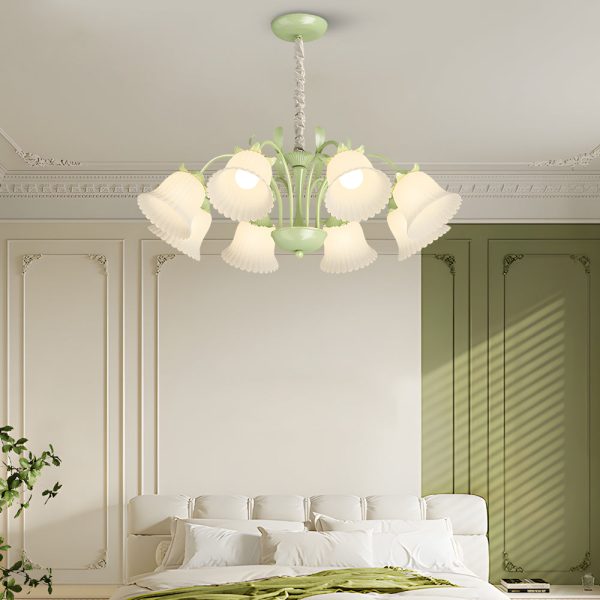 8 Heads Pastoral White Flowers 3 Step Dimming French Style Chandelier - Image 4