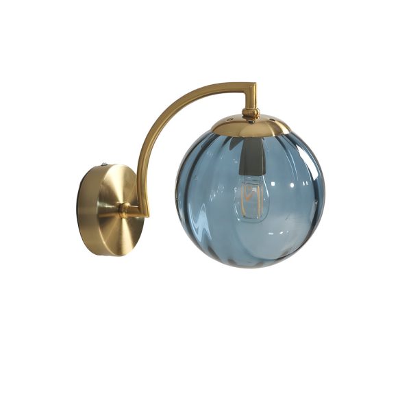 1-Light Curved Arm Wall Sconce with Ball Rib Glass Ball Shade - Image 12