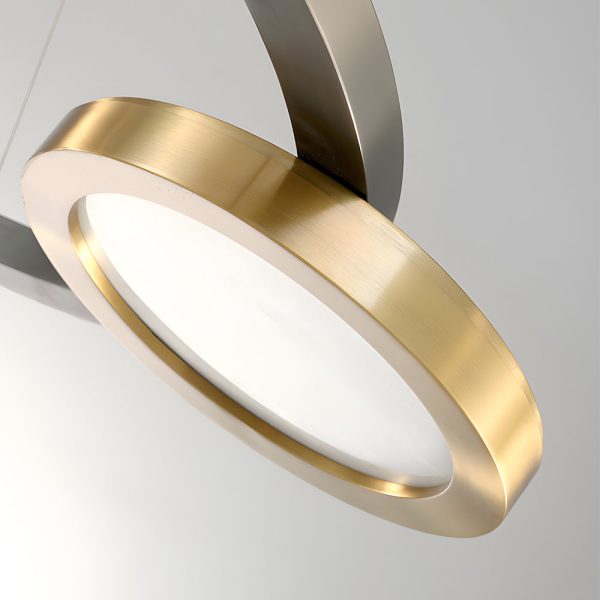 Circular LED Chandelier Multi-Ring Hanging Suspension Lights in Brass & Pearl Black Finish - Image 5