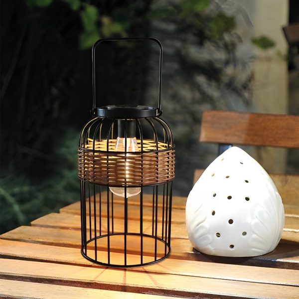 Portable Lantern Shape Rattan Waterproof Intelligent Solar Night Light - Image 3