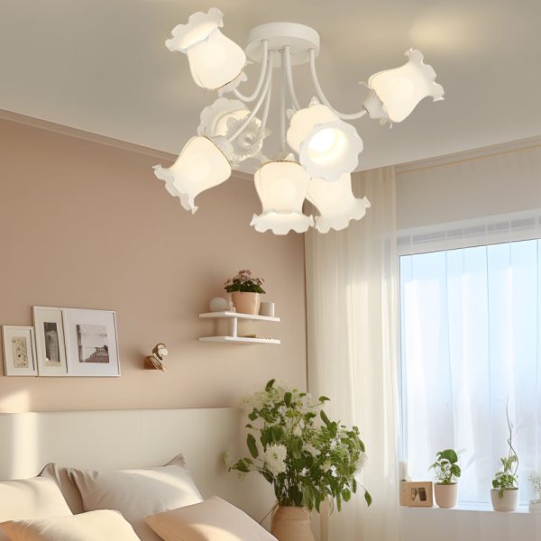 7 Heads White Flowers 3 Step Dimming Creative Modern Ceiling Light Fixture - Image 4