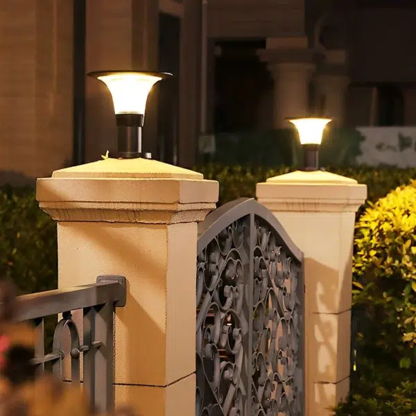 Round Dimmable LED Waterproof Black Modern Solar Fence Post Lights Pillar Lamp - Image 3