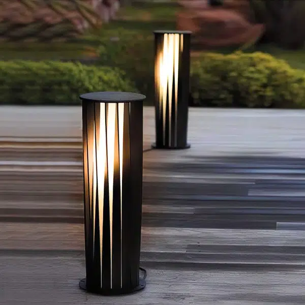 Geometric Black Cage Solar LED Pathway Lights - Image 5