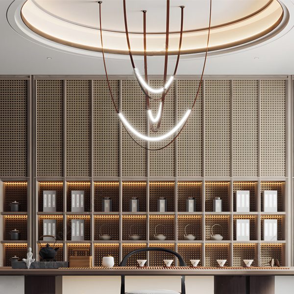 1/3 Leather Belts LED Pendant Light Modern LED Staircase Chandelier - Image 4