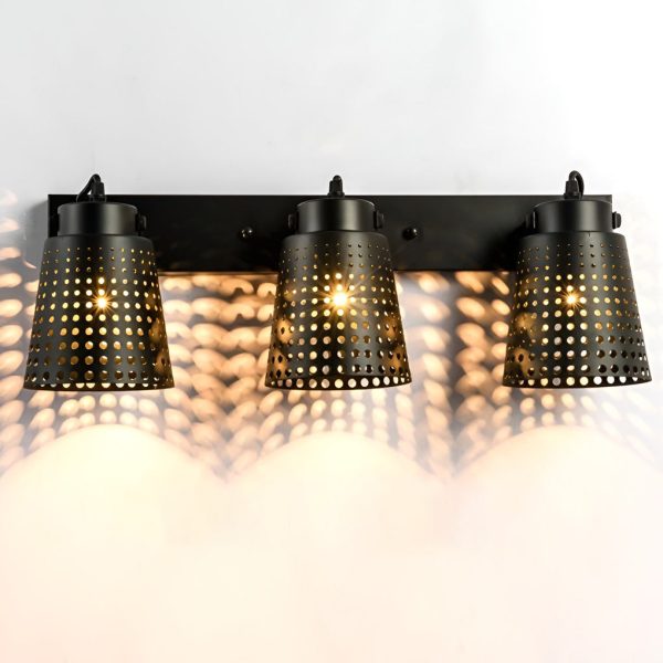 Retro Iron Hollow Adjustable Black Industrial Style Plug in Wall Sconce Lighting - Image 7
