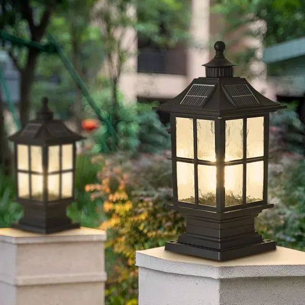 Waterproof Dimming LED Black Modern Solar Post Caps Light with Remote Control - Image 4