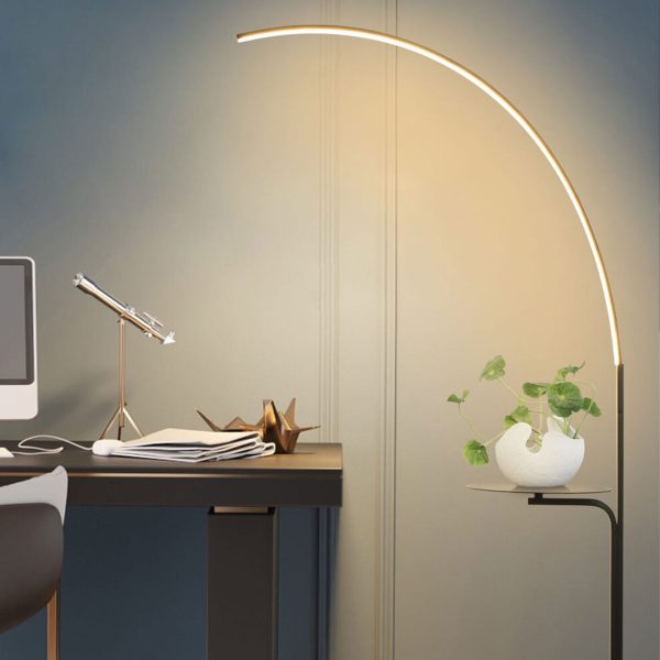 Nordic Minimalist Line Bending with Tray LED Standing Floor Lamp - Image 19